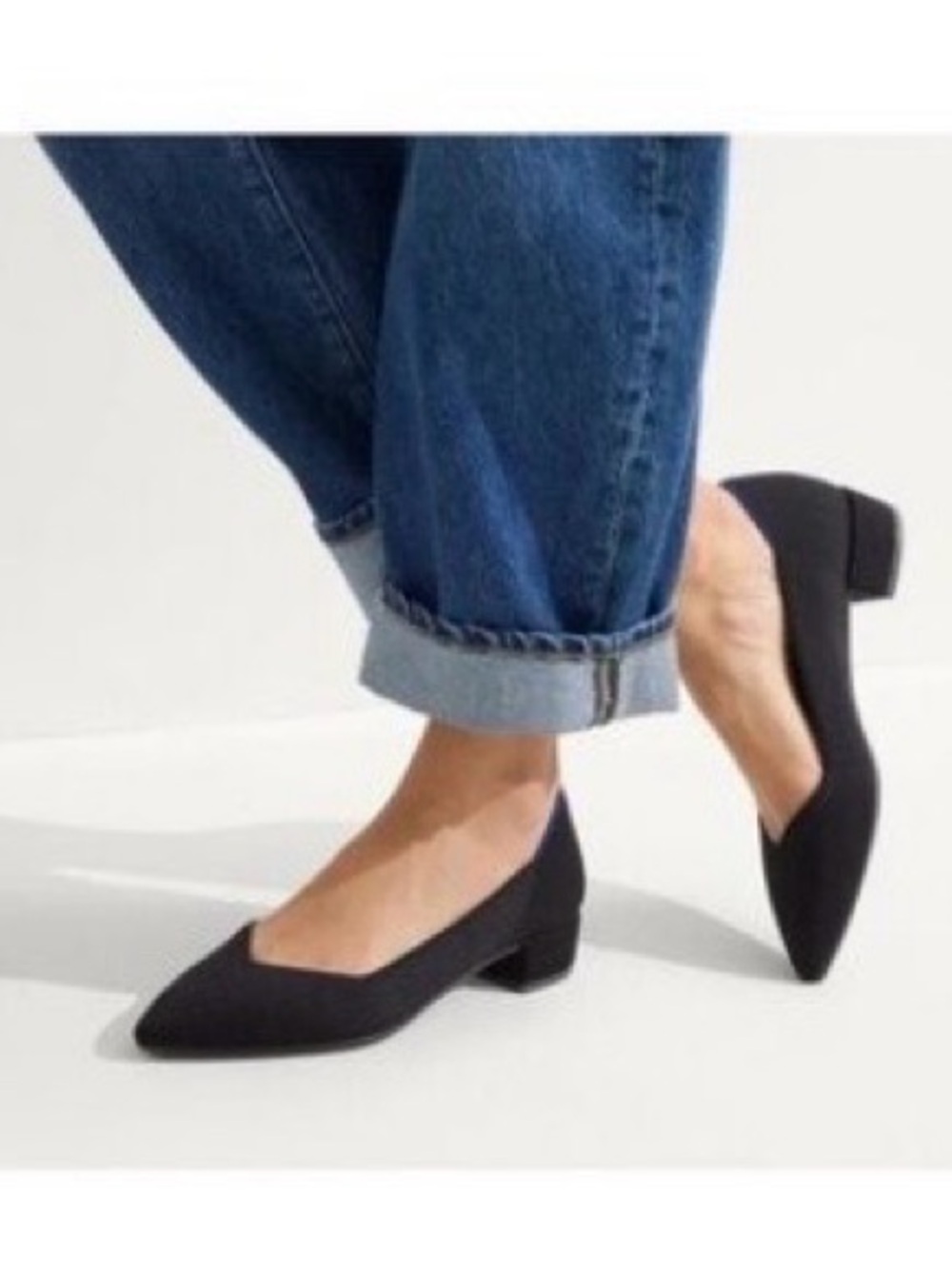 Rothy's The High Point- Black Pointed Toe with Block Heel, Size 12, NWOT